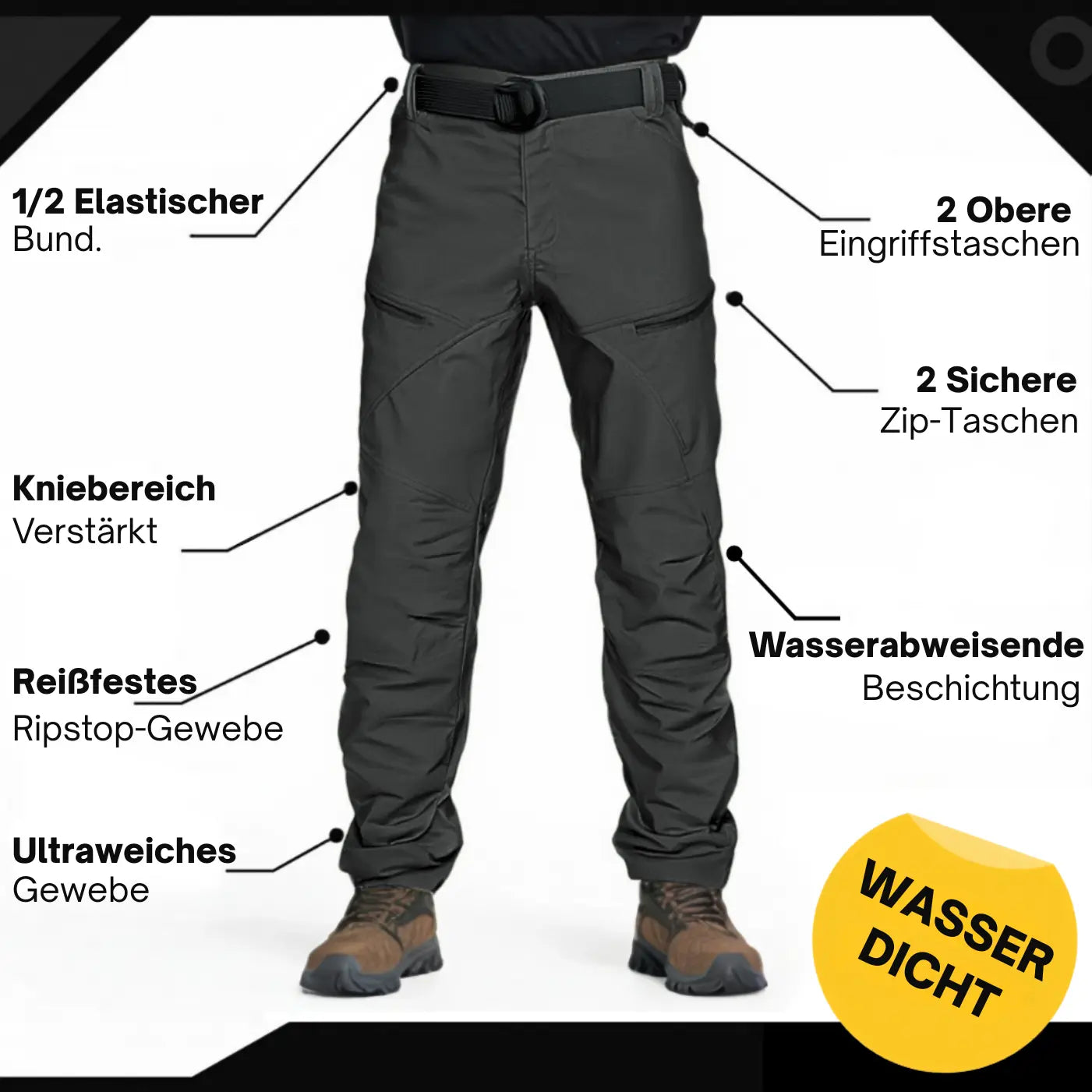Men's Urban Pro Stretch Tactical Trousers – Waterproof Outdoor Work Trousers