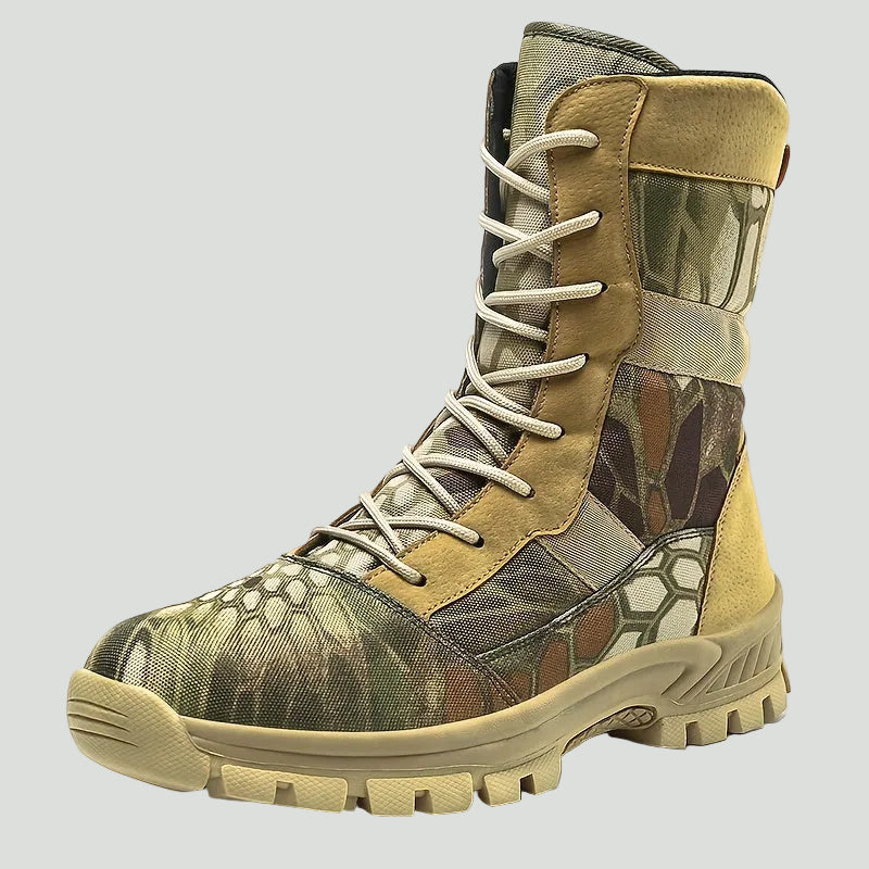 Men's Camouflage High-Top Hiking Boots - Breathable Lace-Up Trail Boots for Hiking & Trekking