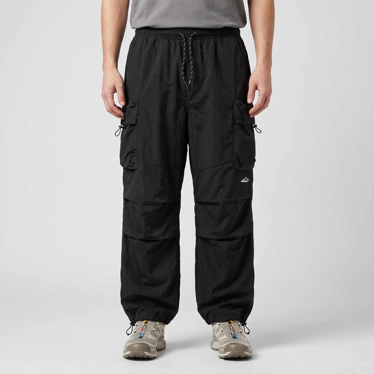 Men's Cargo Trousers | Baggy Wide-Leg Parachute Pants with Zip Pockets