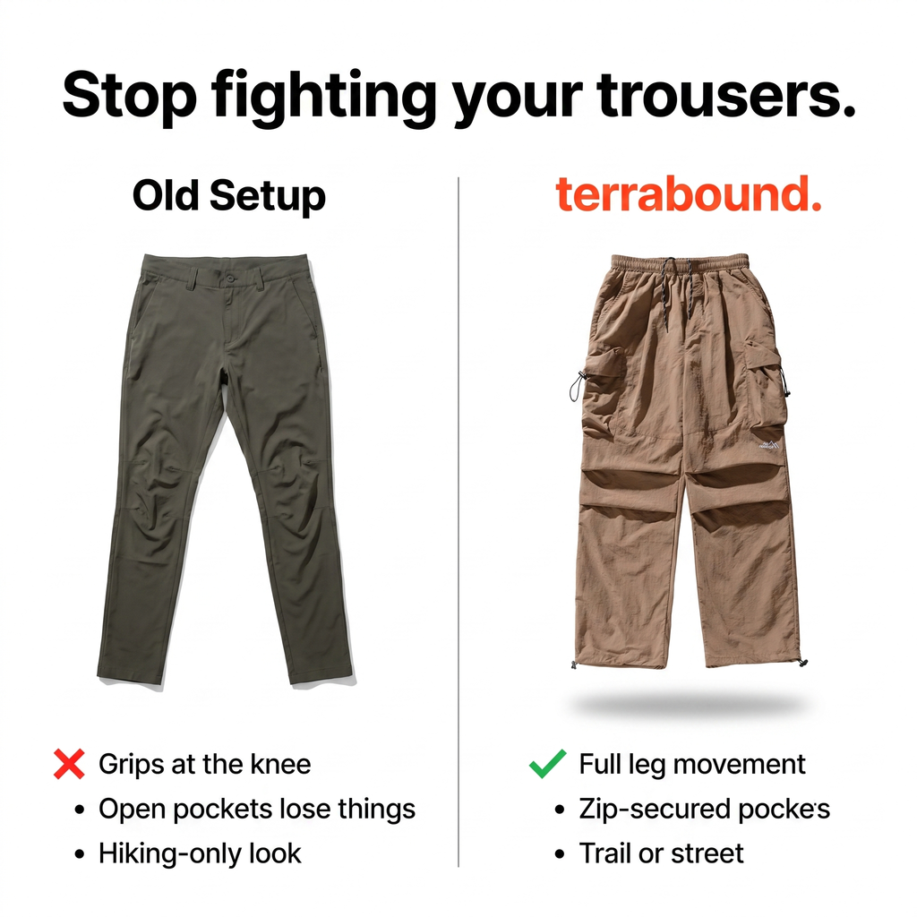Men's Cargo Trousers | Baggy Wide-Leg Parachute Pants with Zip Pockets