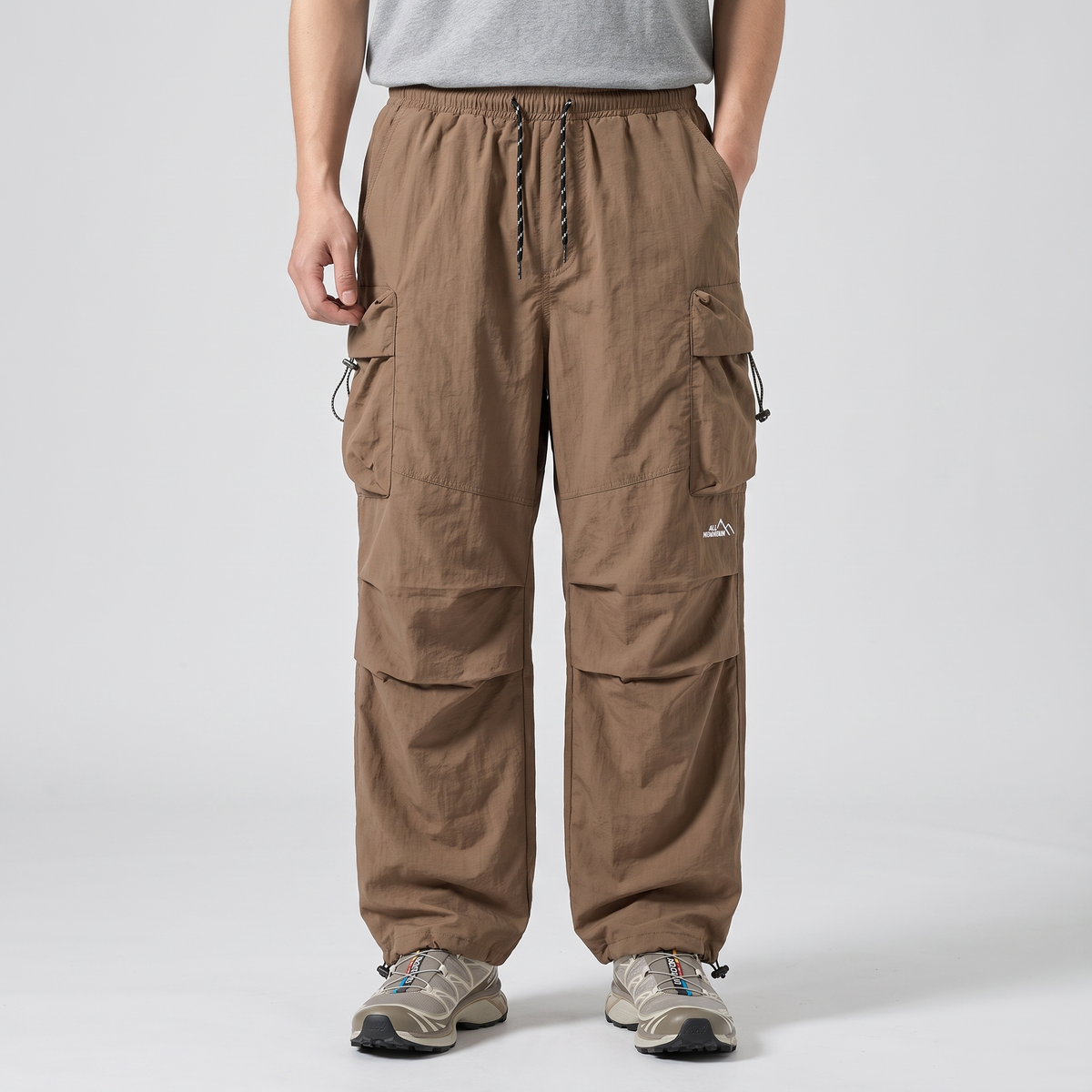 Men's Cargo Trousers | Baggy Wide-Leg Parachute Pants with Zip Pockets