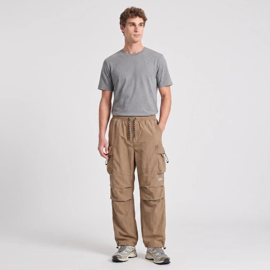 Men's Cargo Trousers | Baggy Wide-Leg Parachute Pants with Zip Pockets