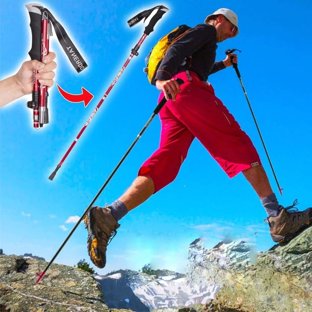 Collapsible Trekking Poles with Adjustable Walking and Lightweight Folding Design