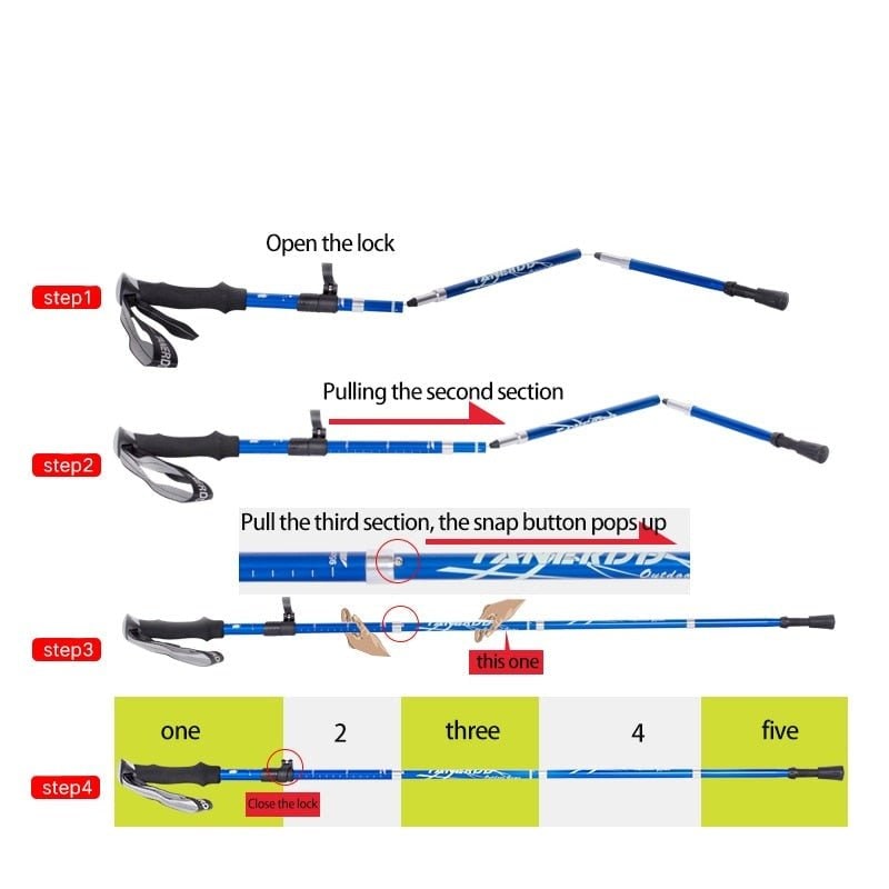 Collapsible Trekking Poles with Adjustable Walking and Lightweight Folding Design