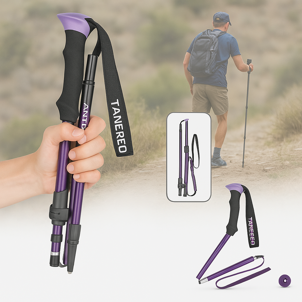 Collapsible Trekking Poles with Adjustable Walking and Lightweight Folding Design