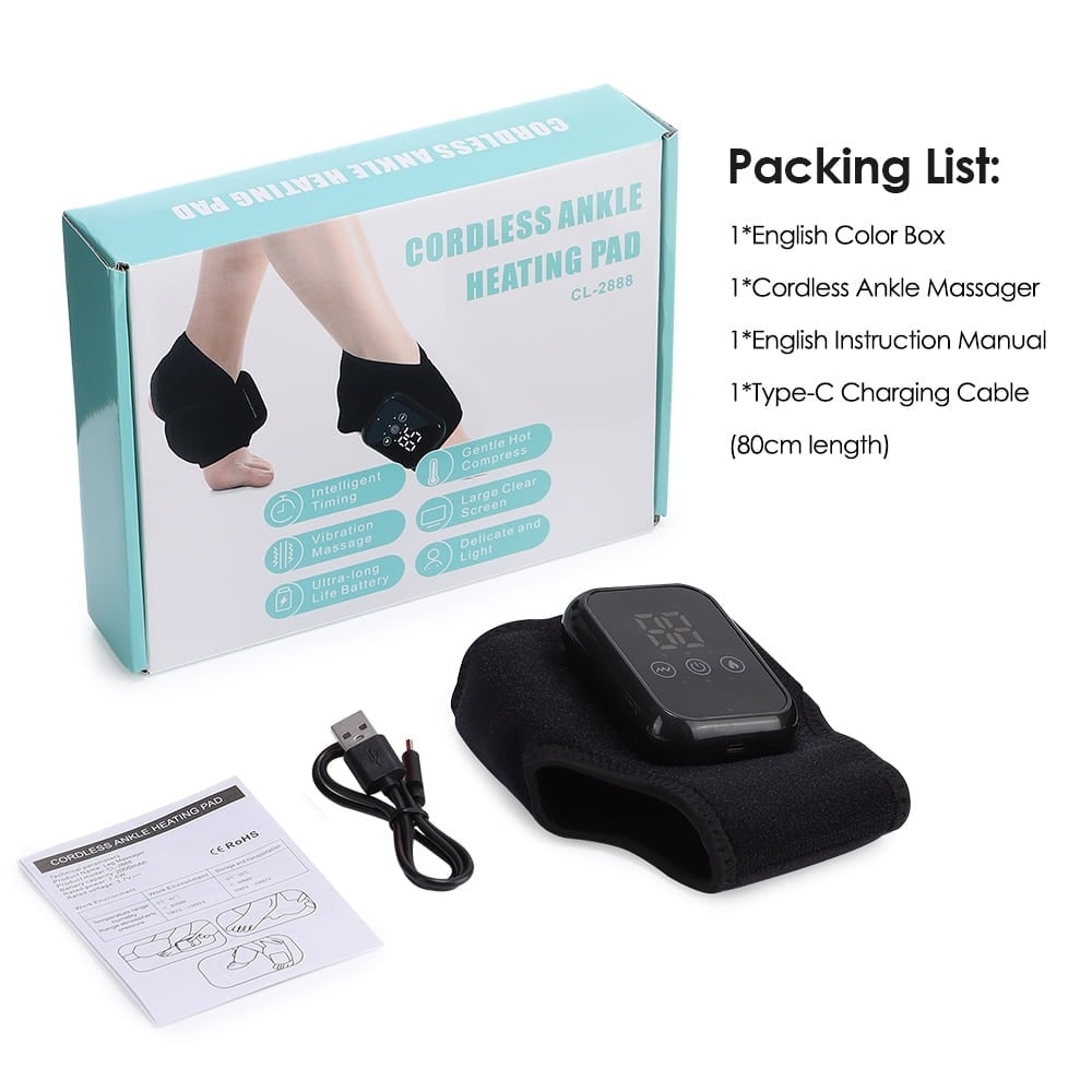 Cordless Heat and Massage Pad for Foot and Ankle Massager with Rechargeable Digital Display