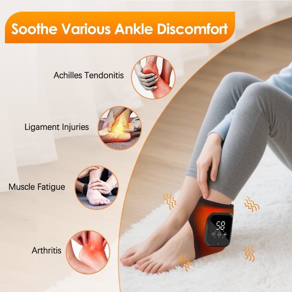Cordless Heat and Massage Pad for Foot and Ankle Massager with Rechargeable Digital Display