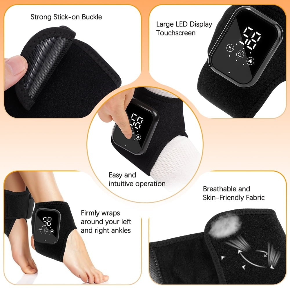 Cordless Heat and Massage Pad for Foot and Ankle Massager with Rechargeable Digital Display
