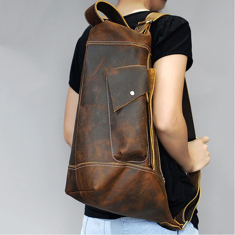 Crazy Horse Leather Unique Backpack
