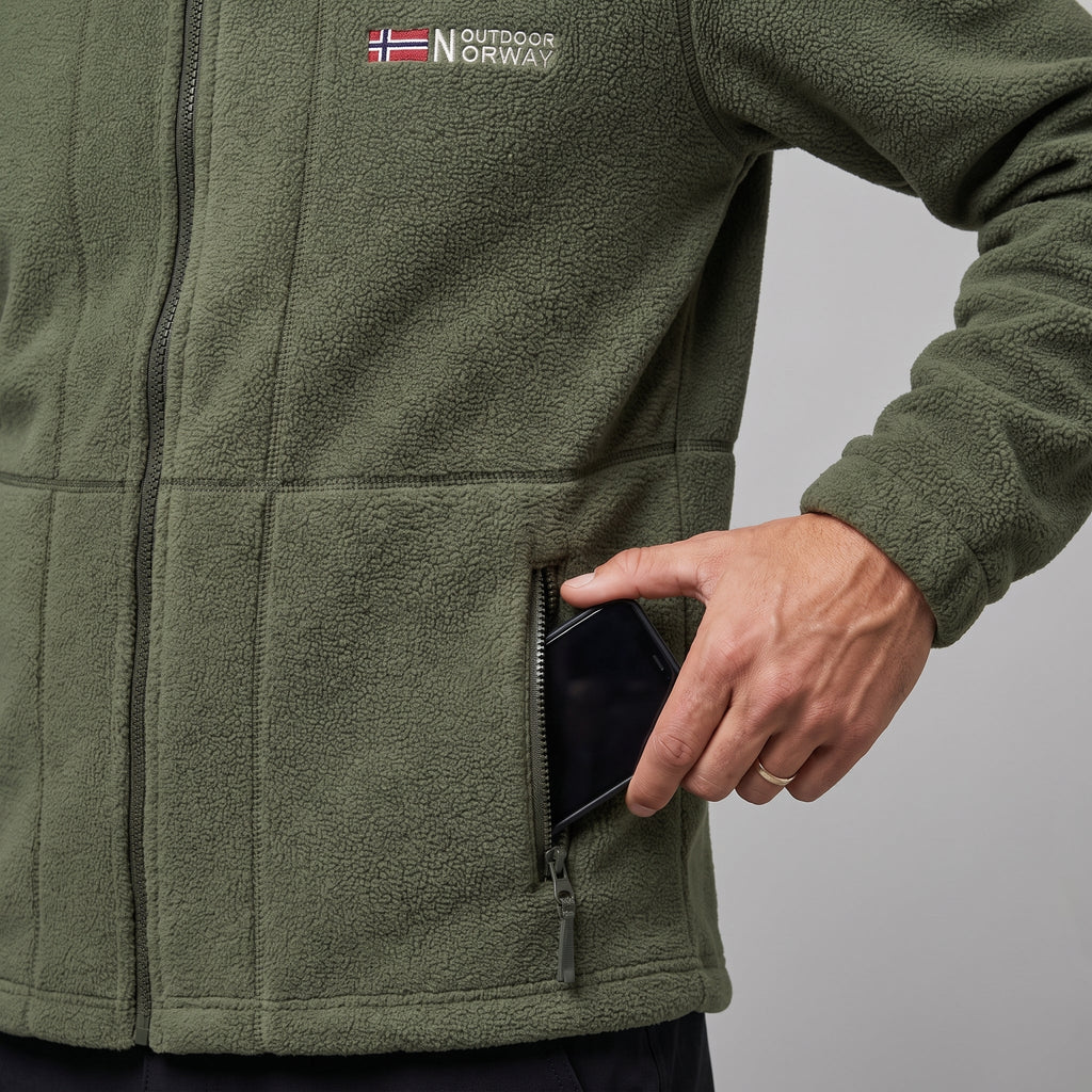 Men's Fleece Jacket - Windproof Hooded Fleece - Walking & Hiking