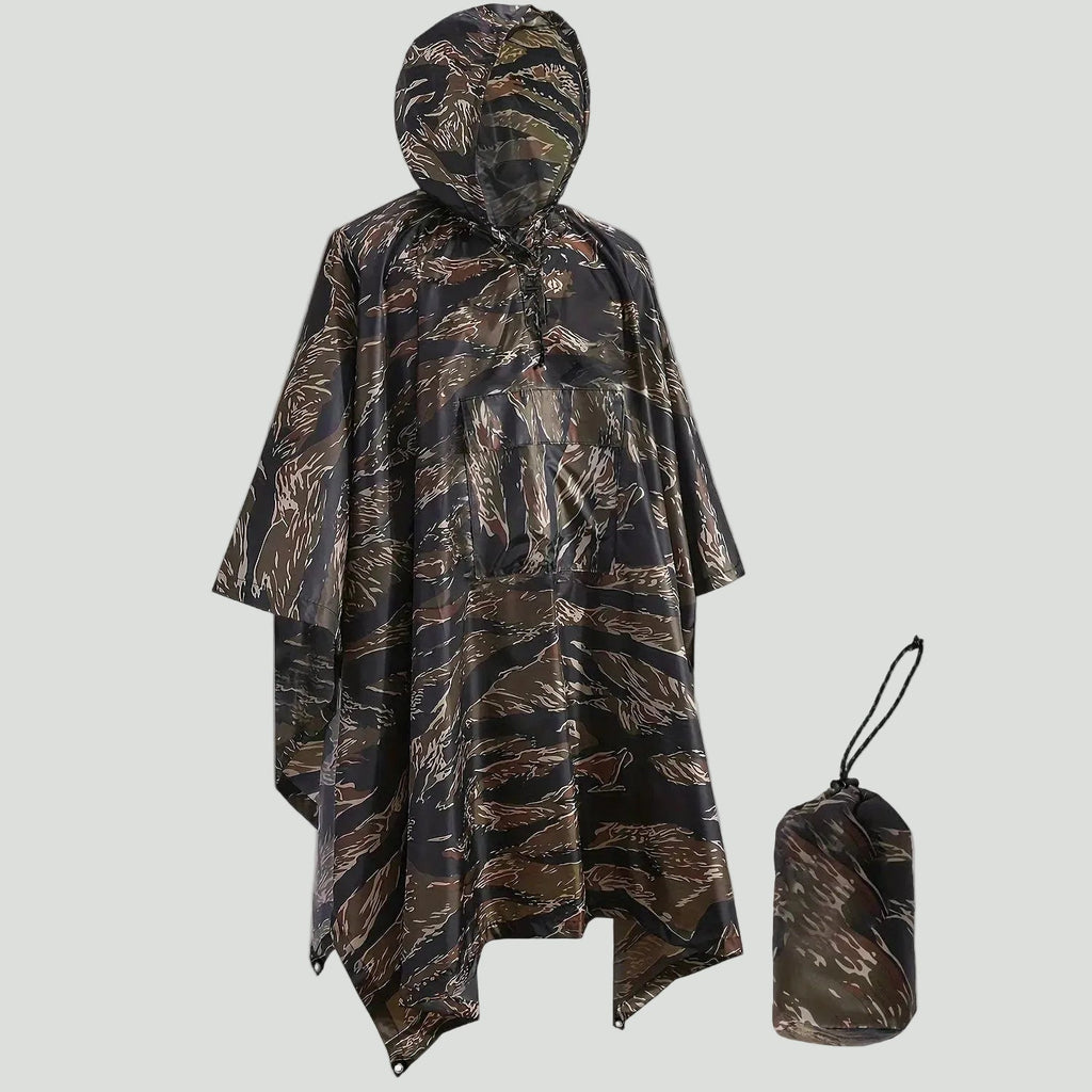 Camouflage Rain Poncho – Lightweight Waterproof Hooded Outdoor Poncho for Hiking & Fishing