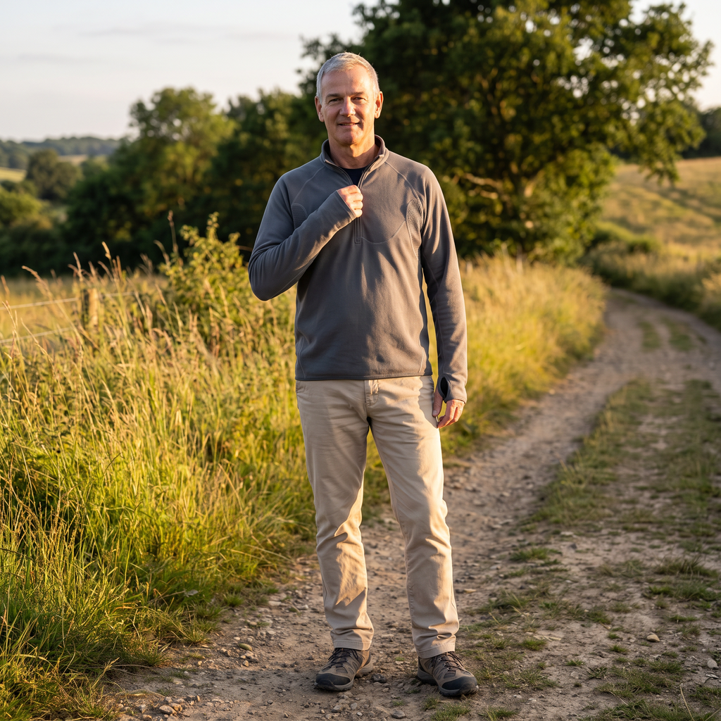 Men's Fleece Jacket - Half-Zip Pullover - Walking & Hiking Midlayer