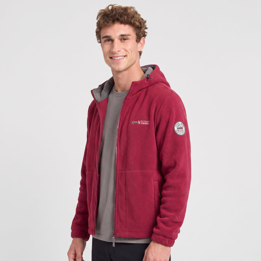 Men's Fleece Jacket - Windproof Hooded Fleece - Walking & Hiking