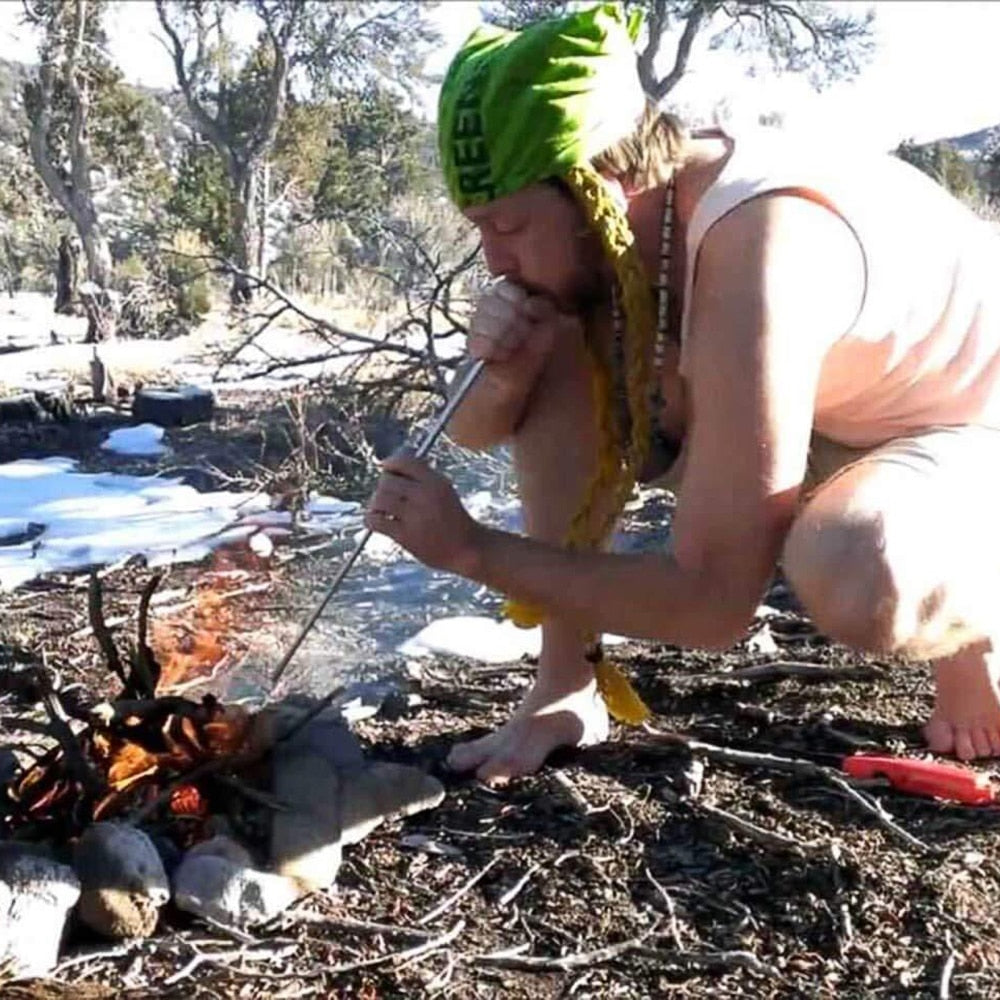 Collapsible Fire Bellowing Tool – Stainless Steel Fire Blowpipe for Camping, Survival & BBQ
