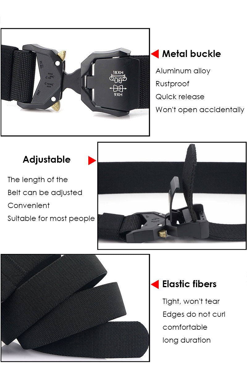 Heavy Duty Tactical Belt for Men with Metal Alloy Quick Release Buckle