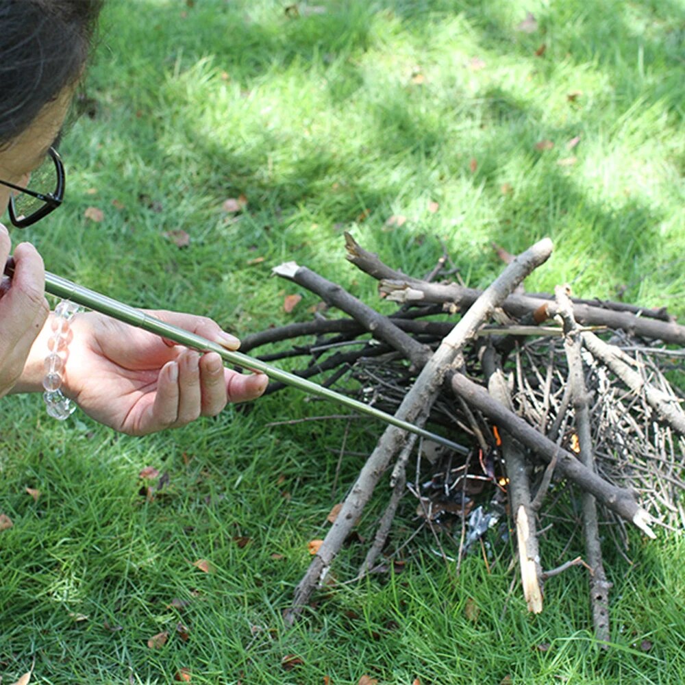 Collapsible Fire Bellowing Tool – Stainless Steel Fire Blowpipe for Camping, Survival & BBQ