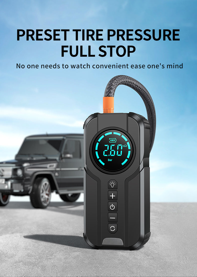 4-in-1 Car Jump Starter with Air Compressor, Power Bank & LED Flashlight – 1000A Peak Booster
