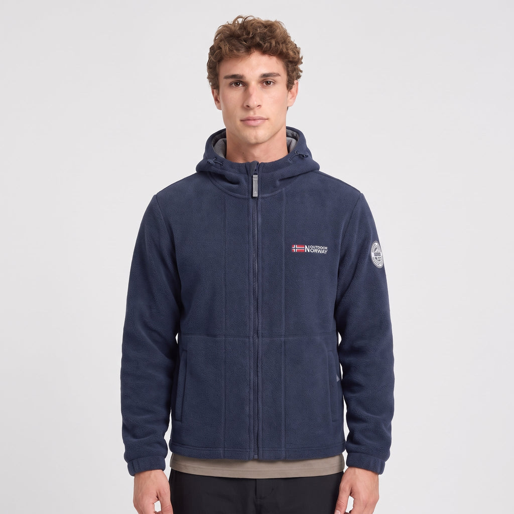 Men's Fleece Jacket - Windproof Hooded Fleece - Walking & Hiking