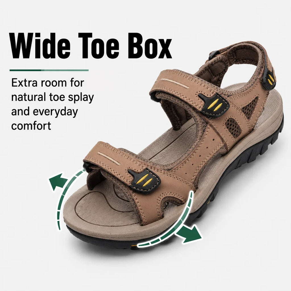 Men’s Wide Toe Box Adjustable Comfort Support Sandals
