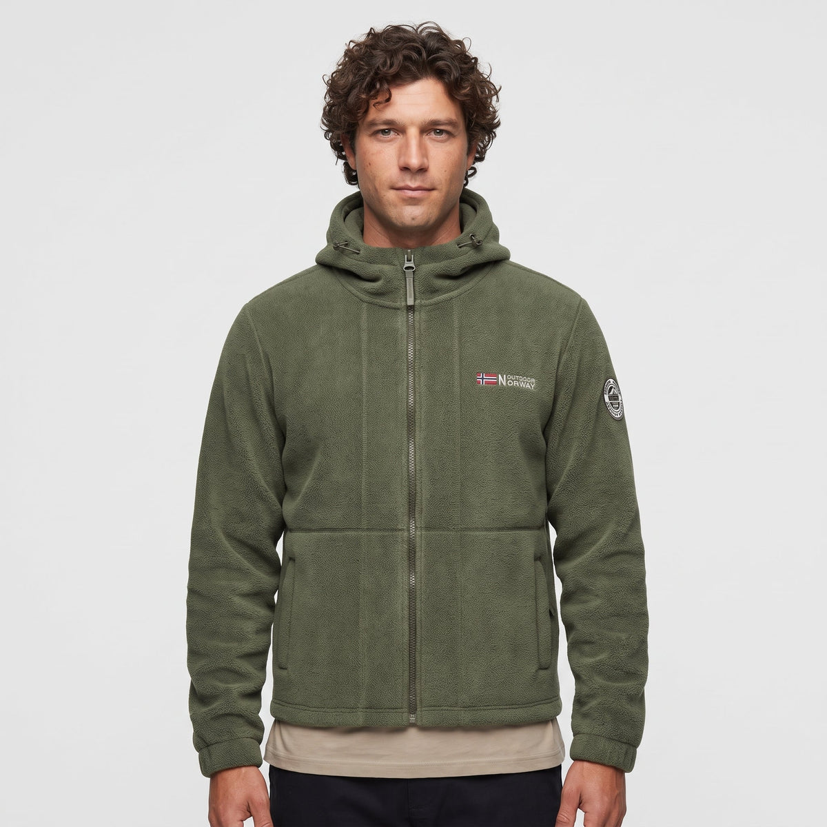 Men's Fleece Jacket - Windproof Hooded Fleece - Walking & Hiking