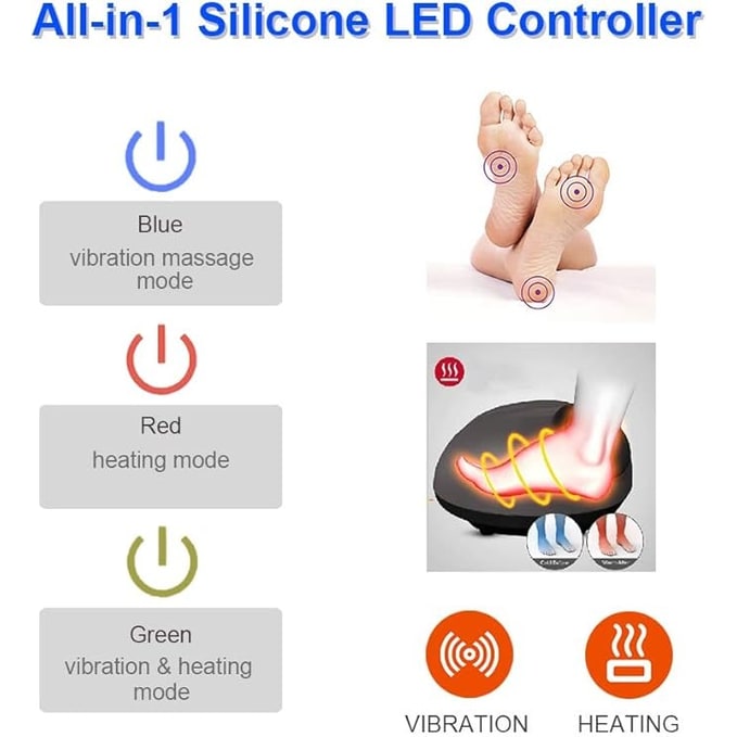 Electric Foot Massager Machine with Shiatsu Vibration Heat Settings and Plush Warmer Pouch