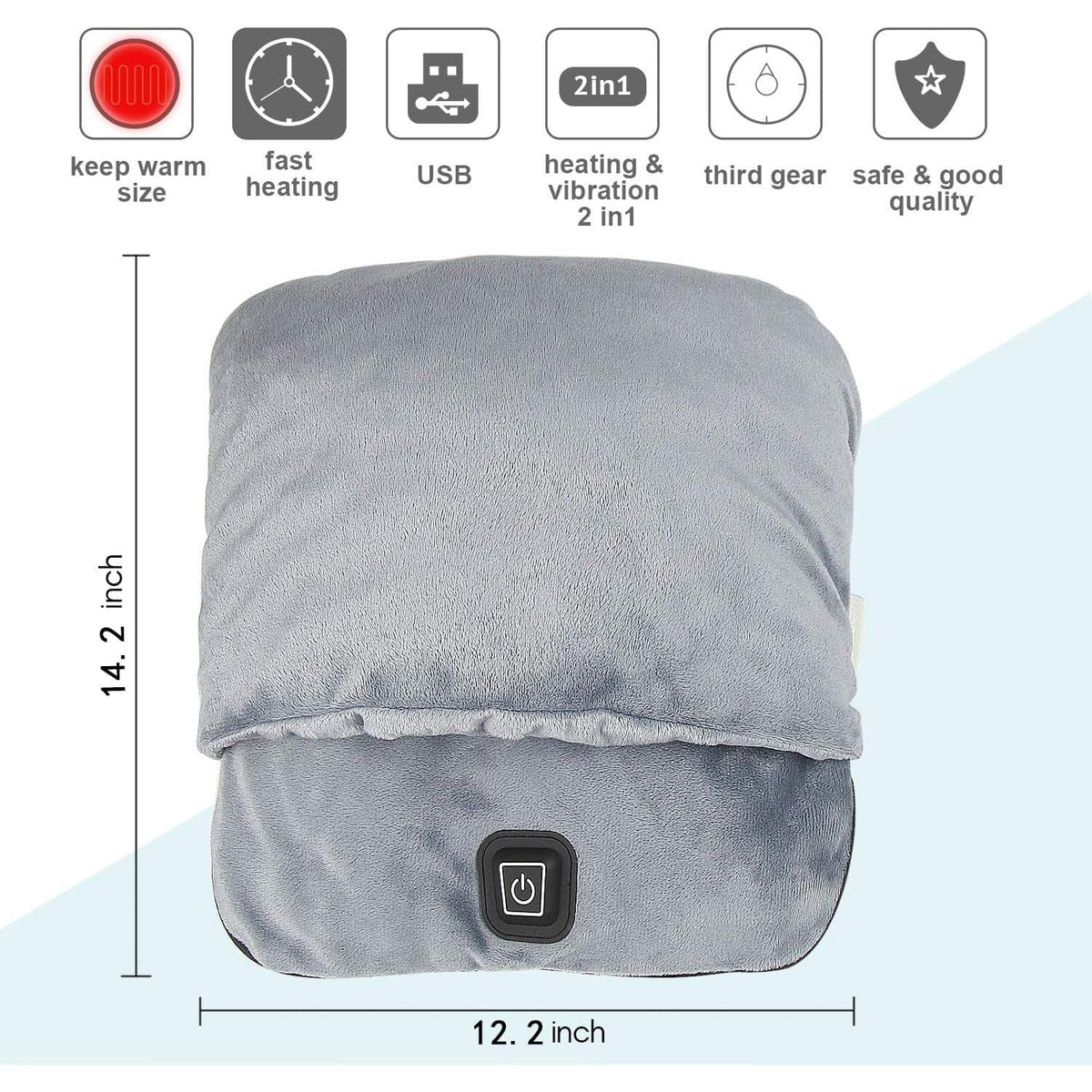 Electric Foot Massager Machine with Shiatsu Vibration Heat Settings and Plush Warmer Pouch