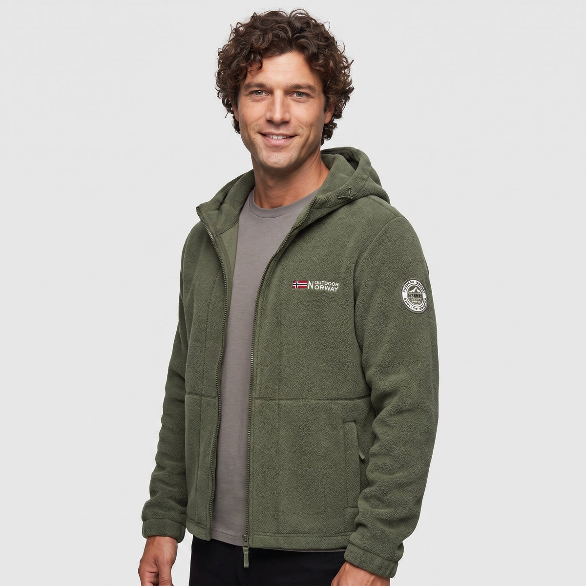 Men's Fleece Jacket - Windproof Hooded Fleece - Walking & Hiking