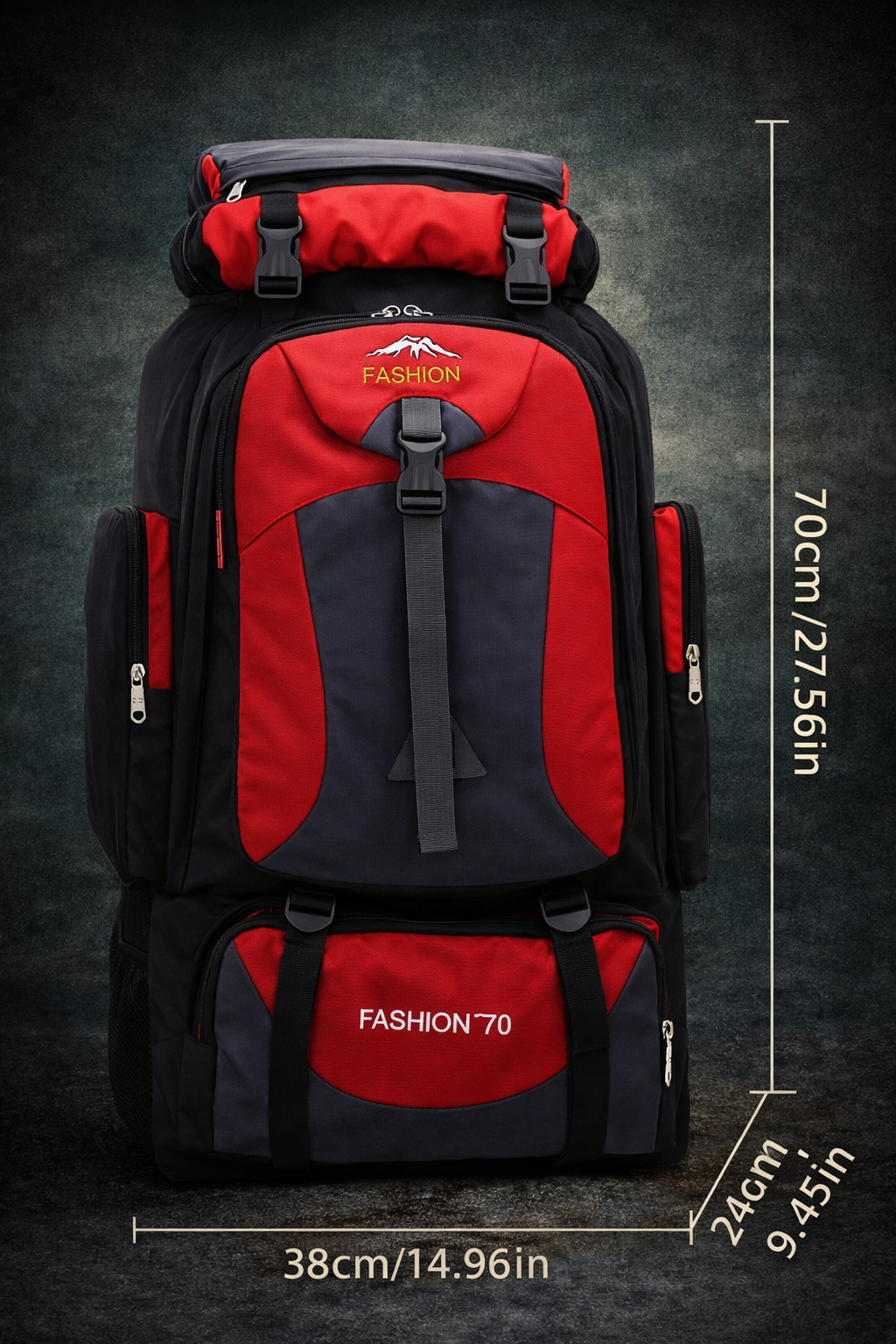 70L Hiking Rucksack - Large Capacity Trekking Backpack with Adjustable Straps for Camping and Multi-Day Hiking