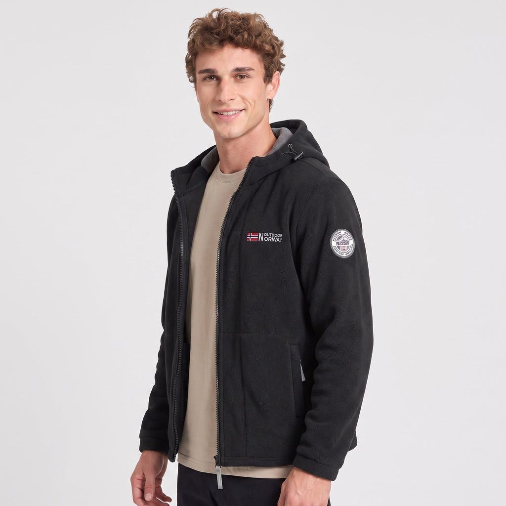 Men's Fleece Jacket - Windproof Hooded Fleece - Walking & Hiking
