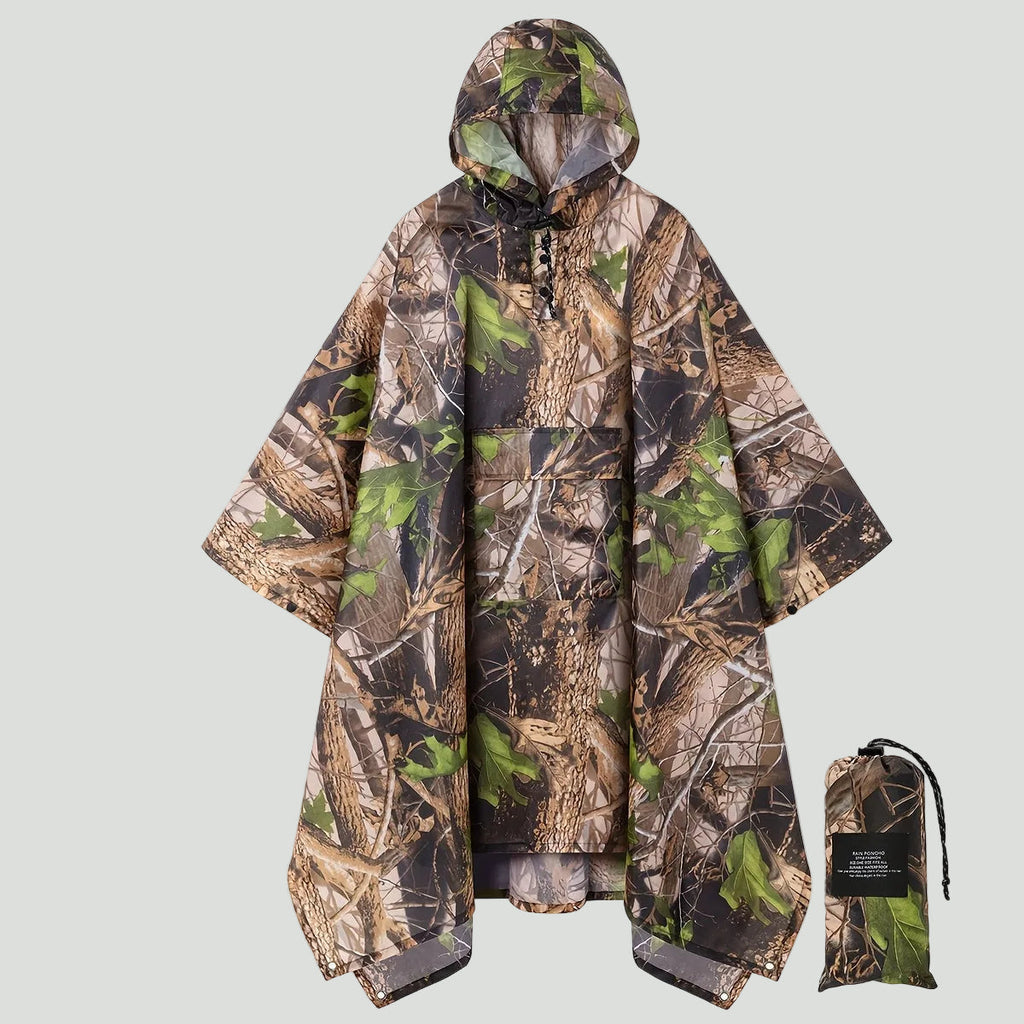 Camouflage Rain Poncho – Lightweight Waterproof Hooded Outdoor Poncho for Hiking & Fishing