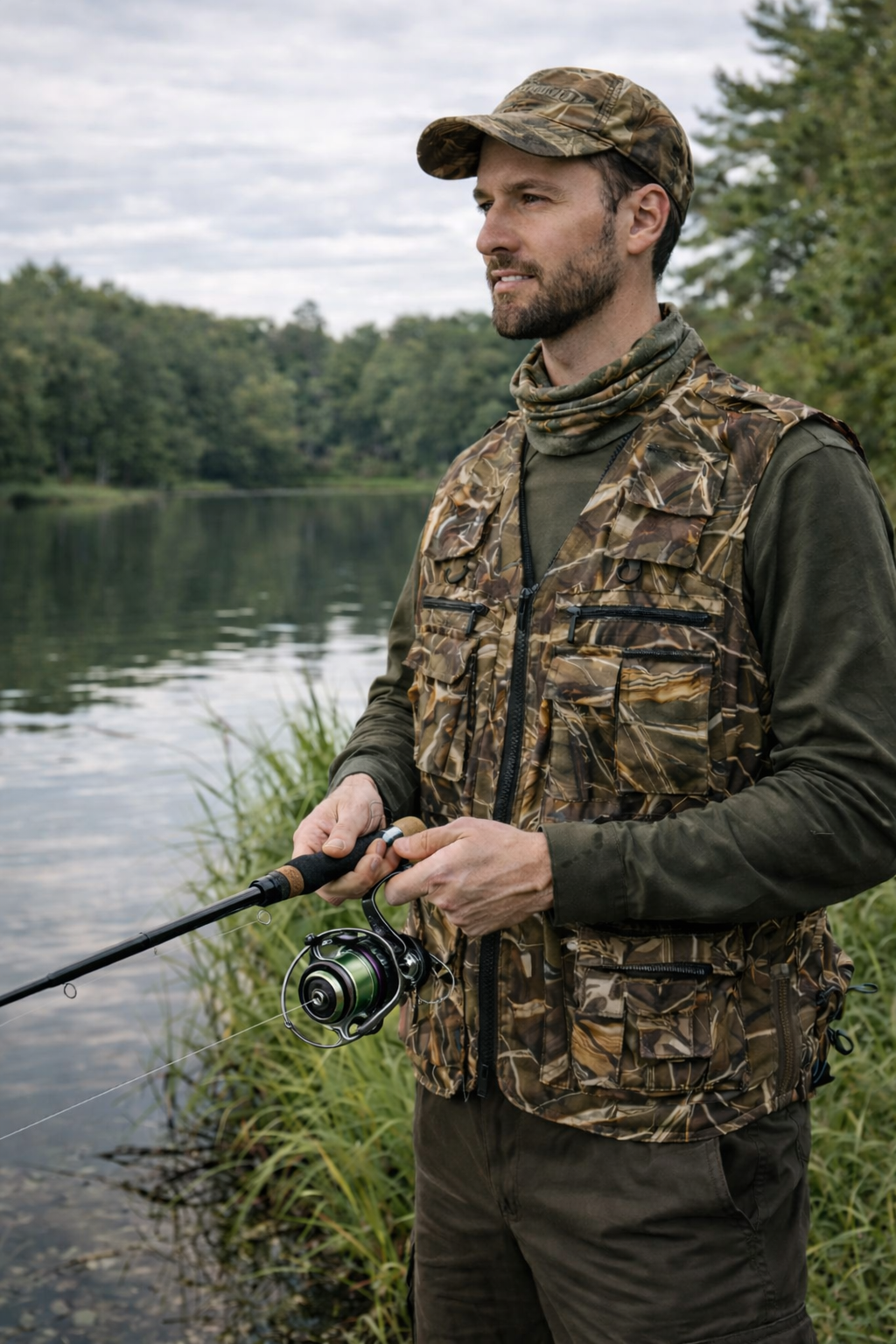 Men’s Camouflage Outdoor Utility Vest – Multi-Pocket Field Vest for Fishing & Hiking