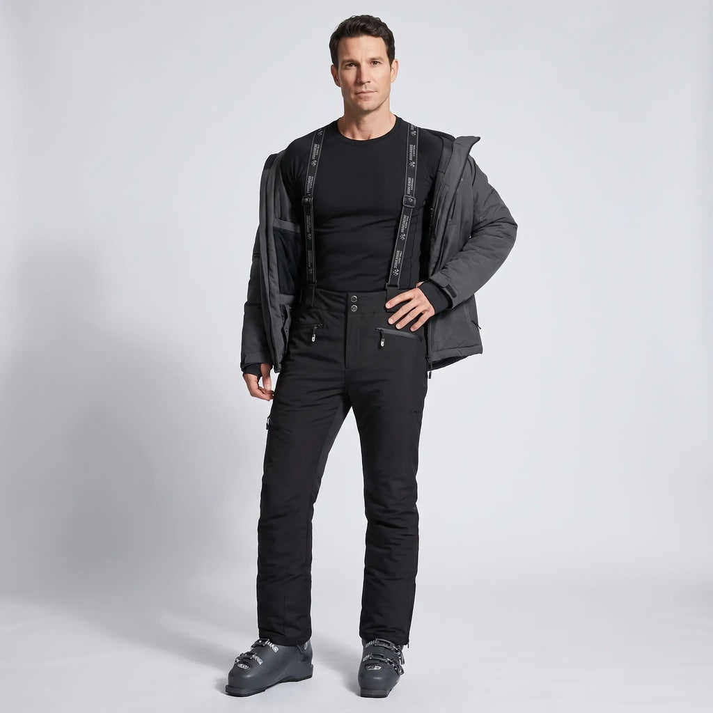 Men's Ski Trousers - Detachable Bib - Insulated Windproof Snowsports