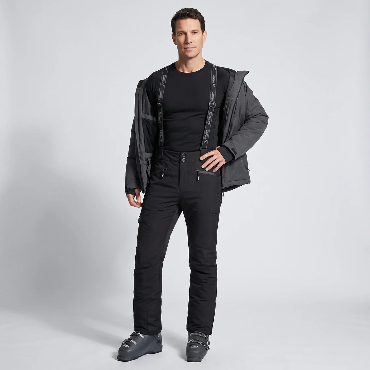 Men's Ski Trousers - Detachable Bib - Insulated Windproof Snowsports