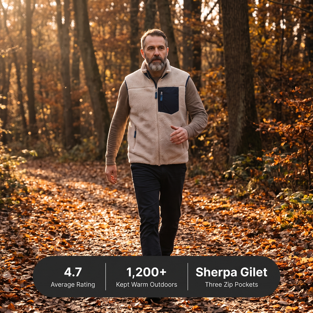 Men's Gilet - Sherpa Fleece - Insulated Body Warmer for Outdoor Use