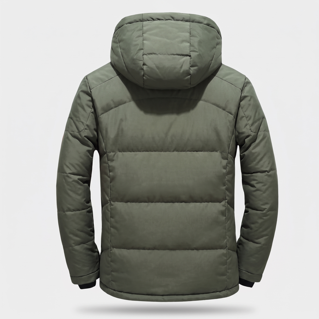 Men's Puffer Jacket - 7-Pocket Hooded Down Jacket for Winter