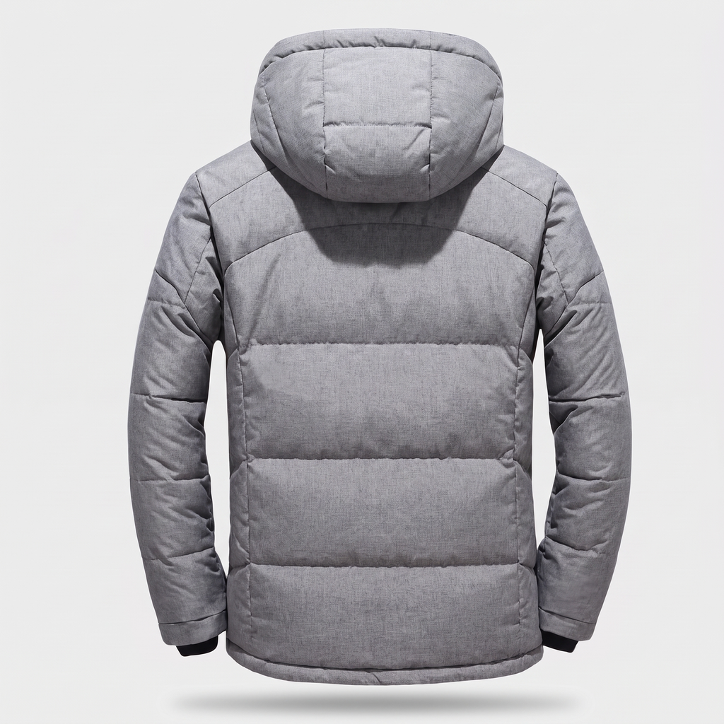 Men's Puffer Jacket - 7-Pocket Hooded Down Jacket for Winter