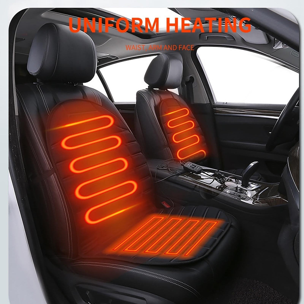 Heated Car Seat Cover and Cushion with Backrest Support 12v Quilted with Two Heat Settings
