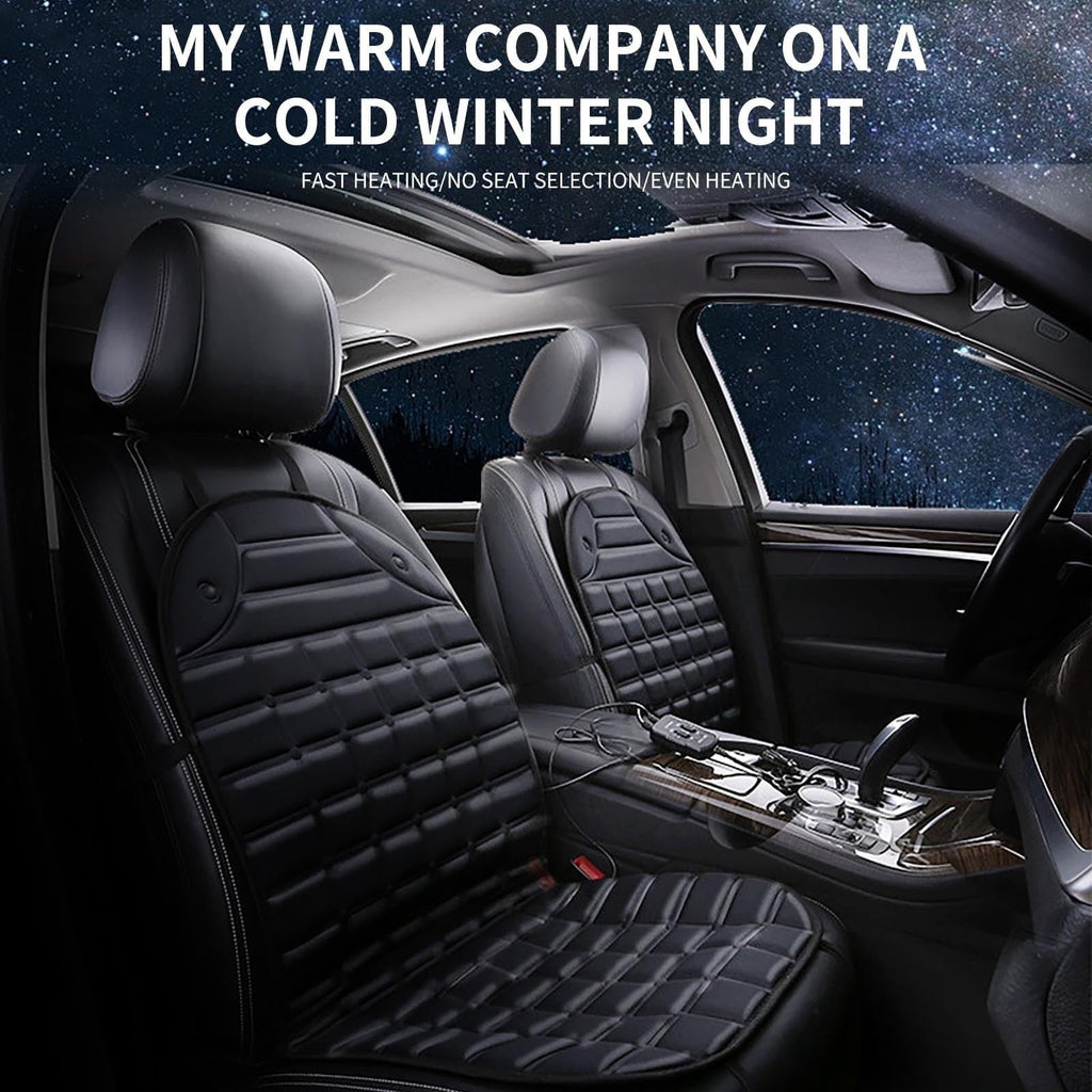 Heated Car Seat Cover and Cushion with Backrest Support 12v Quilted with Two Heat Settings