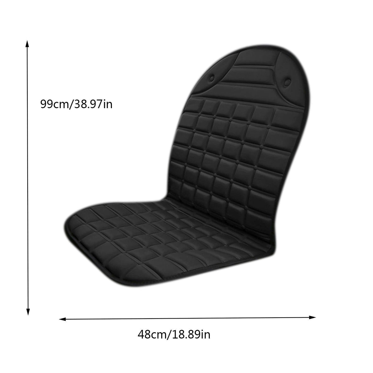 Heated Car Seat Cover and Cushion with Backrest Support 12v Quilted with Two Heat Settings