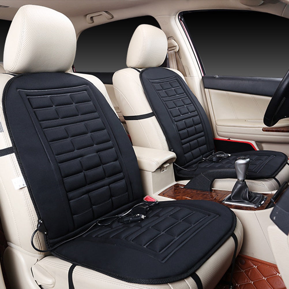 Heated Car Seat Cushion and Cover with 12v Adapter Padded Backrest Ergonomic Auto