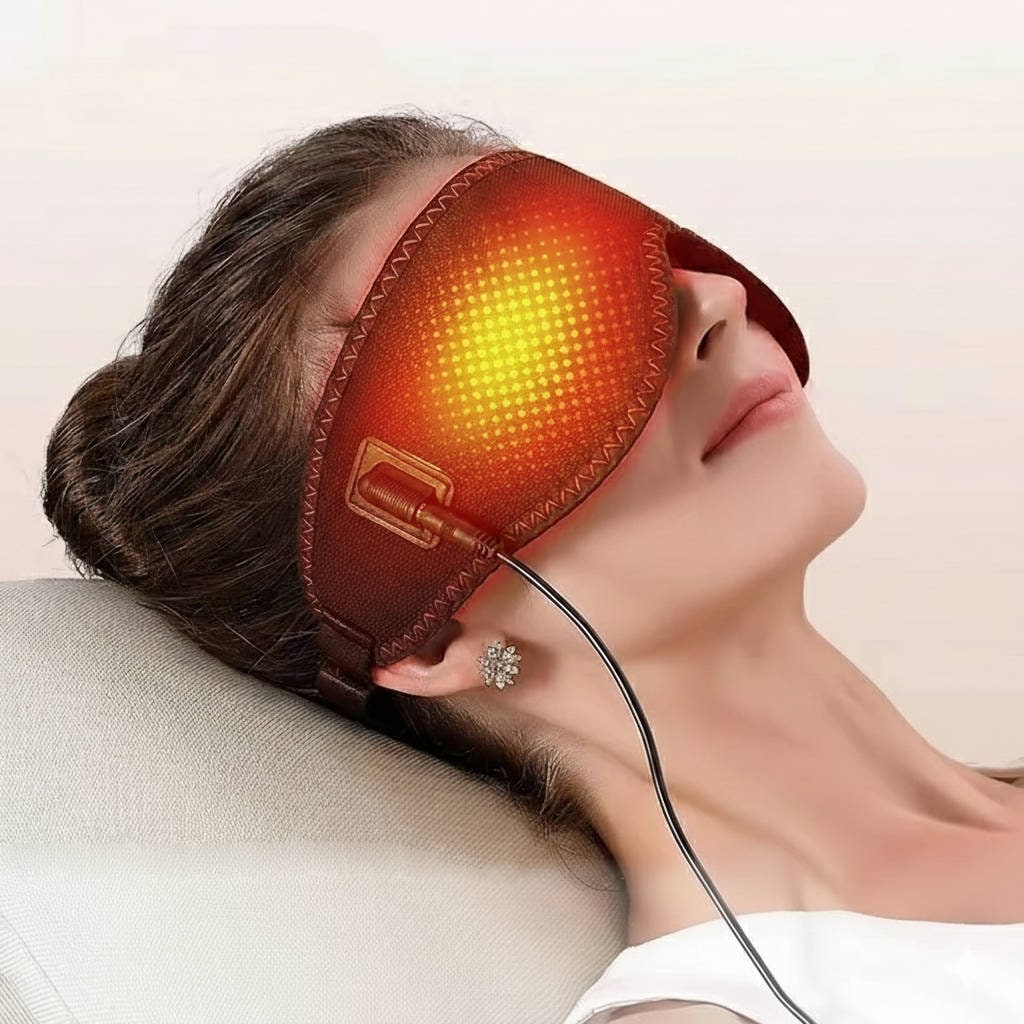 Heated Eye Mask for Sleep and Under with Adjustable Elastic Strap and USB Power Heatable