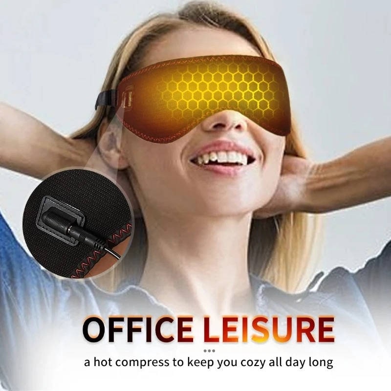 Heated Eye Mask for Sleep and Under with Adjustable Elastic Strap and USB Power Heatable