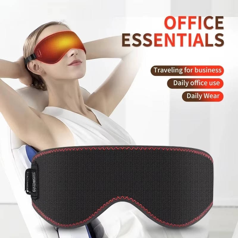 Heated Eye Mask for Sleep and Under with Adjustable Elastic Strap and USB Power Heatable