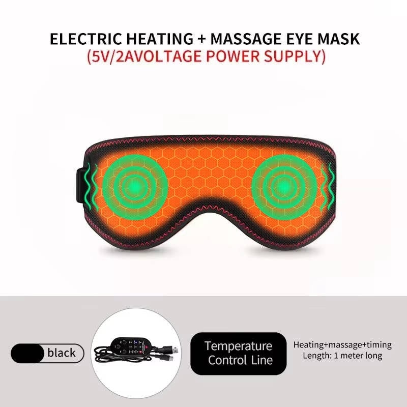 Heated Eye Mask for Sleep and Under with Adjustable Elastic Strap and USB Power Heatable
