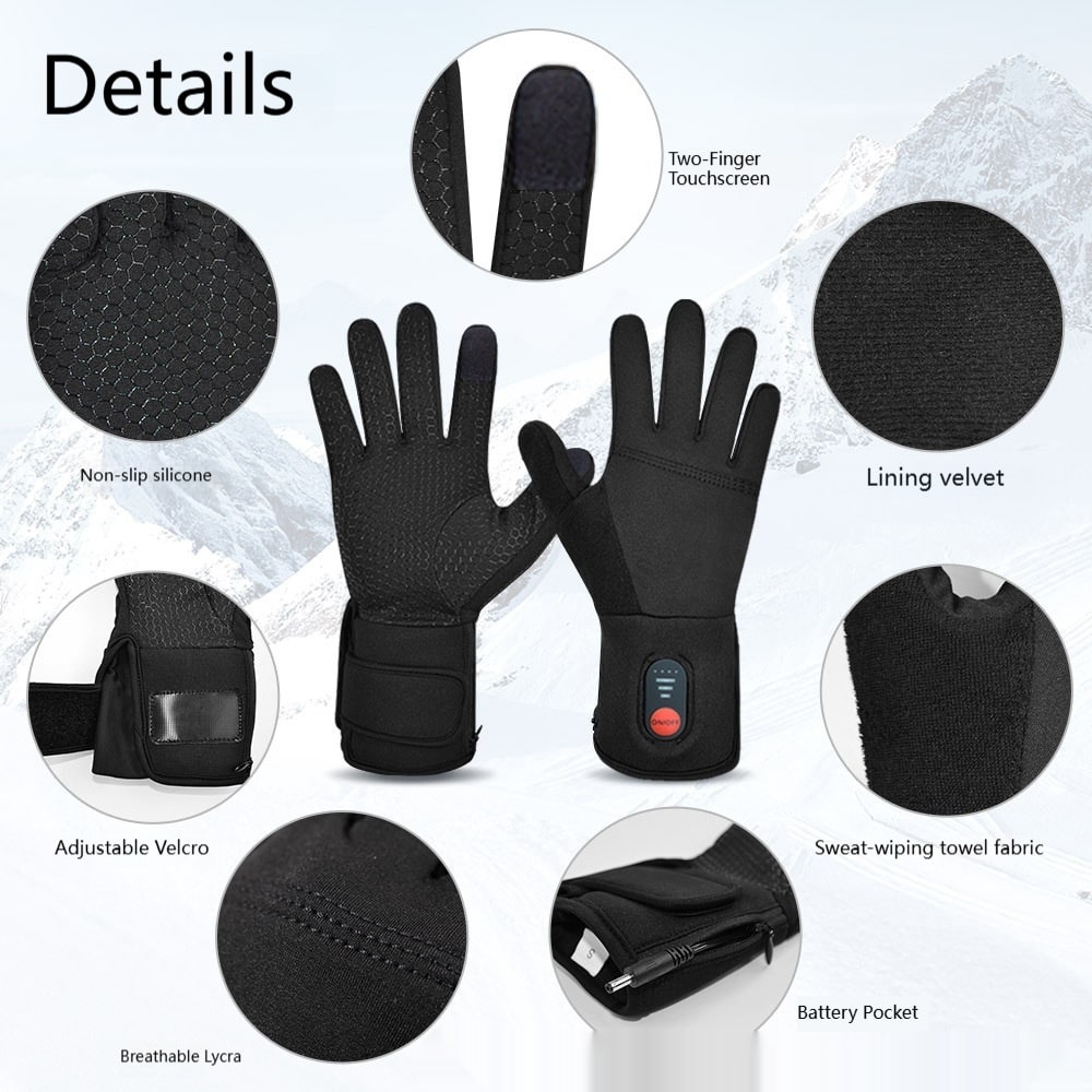Heated Gloves for Winter with Touchscreen Fingertips and Rechargeable Powered Hand Warmer