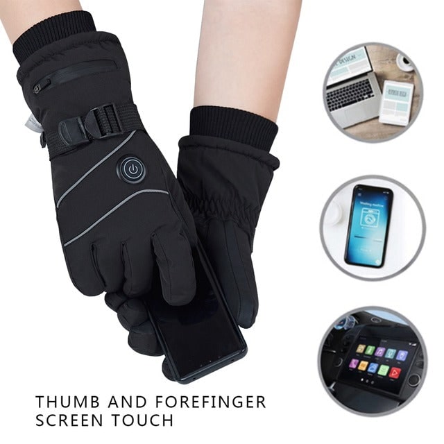 Heated Gloves with Rechargeable Battery Touchscreen Fingertips and Adjustable 3 Heat Levels