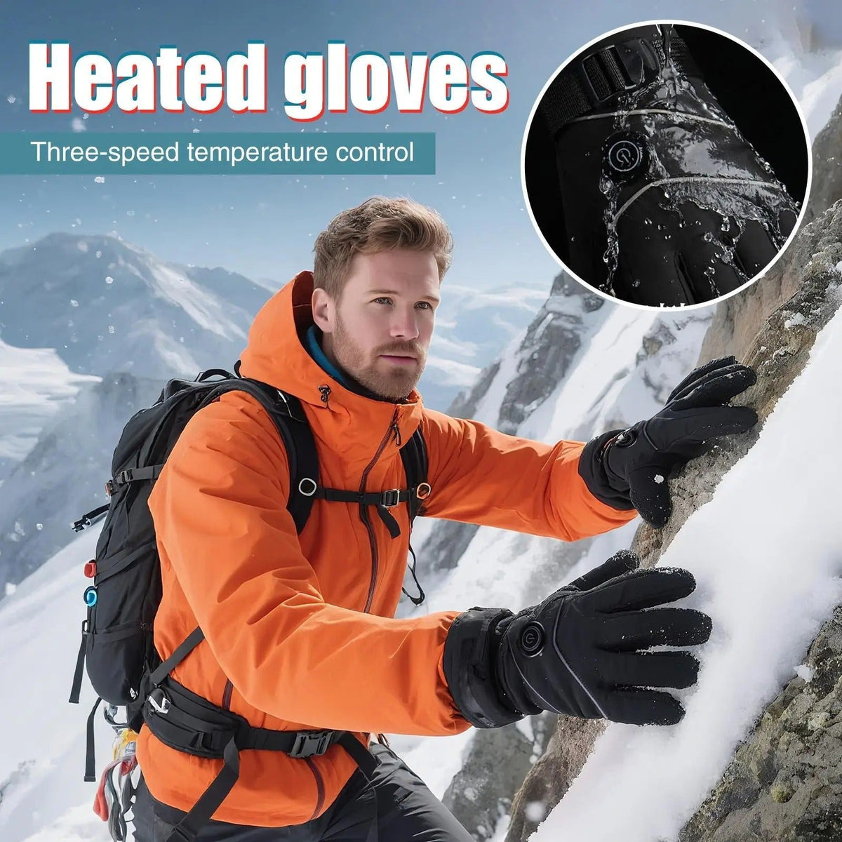 Heated Gloves with Rechargeable Battery Touchscreen Fingertips and Adjustable 3 Heat Levels
