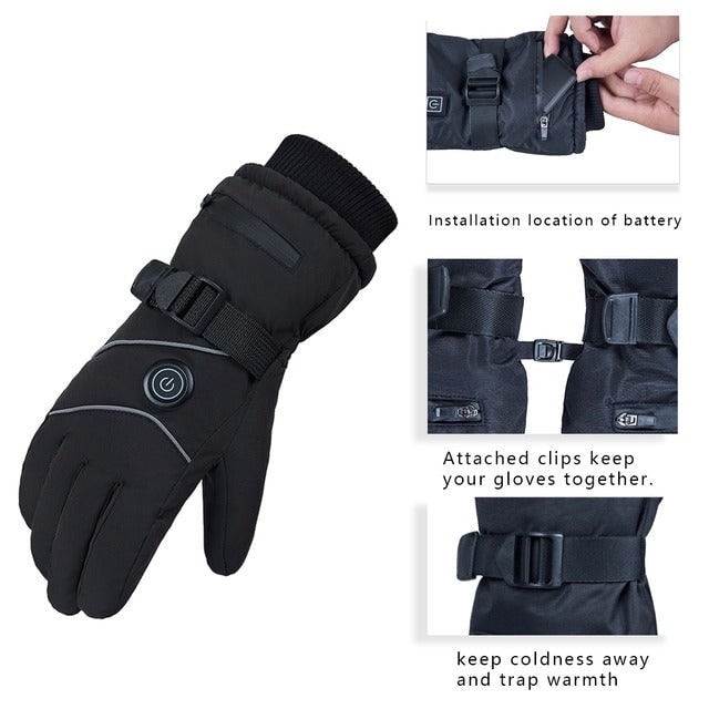 Heated Gloves with Rechargeable Battery Touchscreen Fingertips and Adjustable 3 Heat Levels