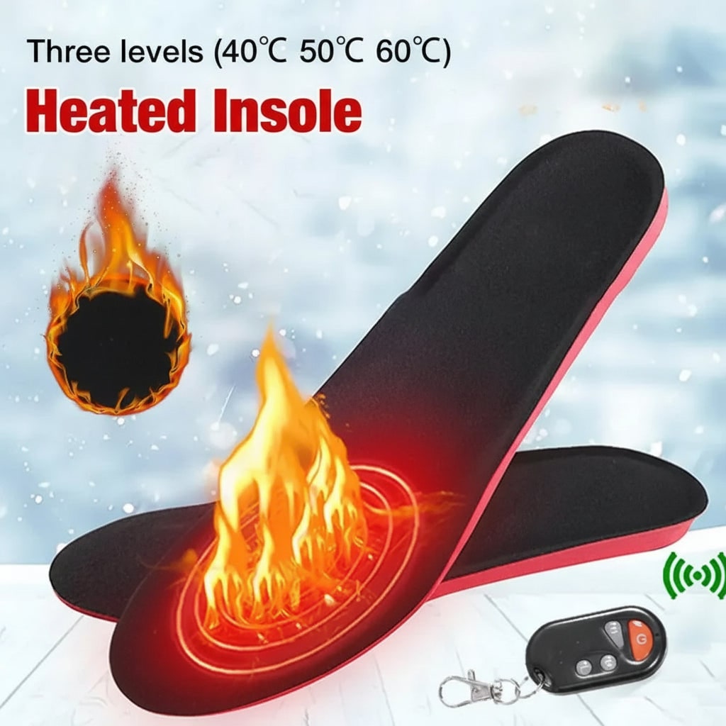 Heated Insoles and Shoe Inserts with Wireless Remote Control and Rechargeable Battery