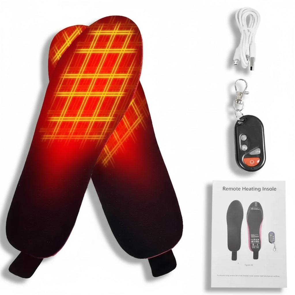 Heated Insoles and Shoe Inserts with Wireless Remote Control and Rechargeable Battery